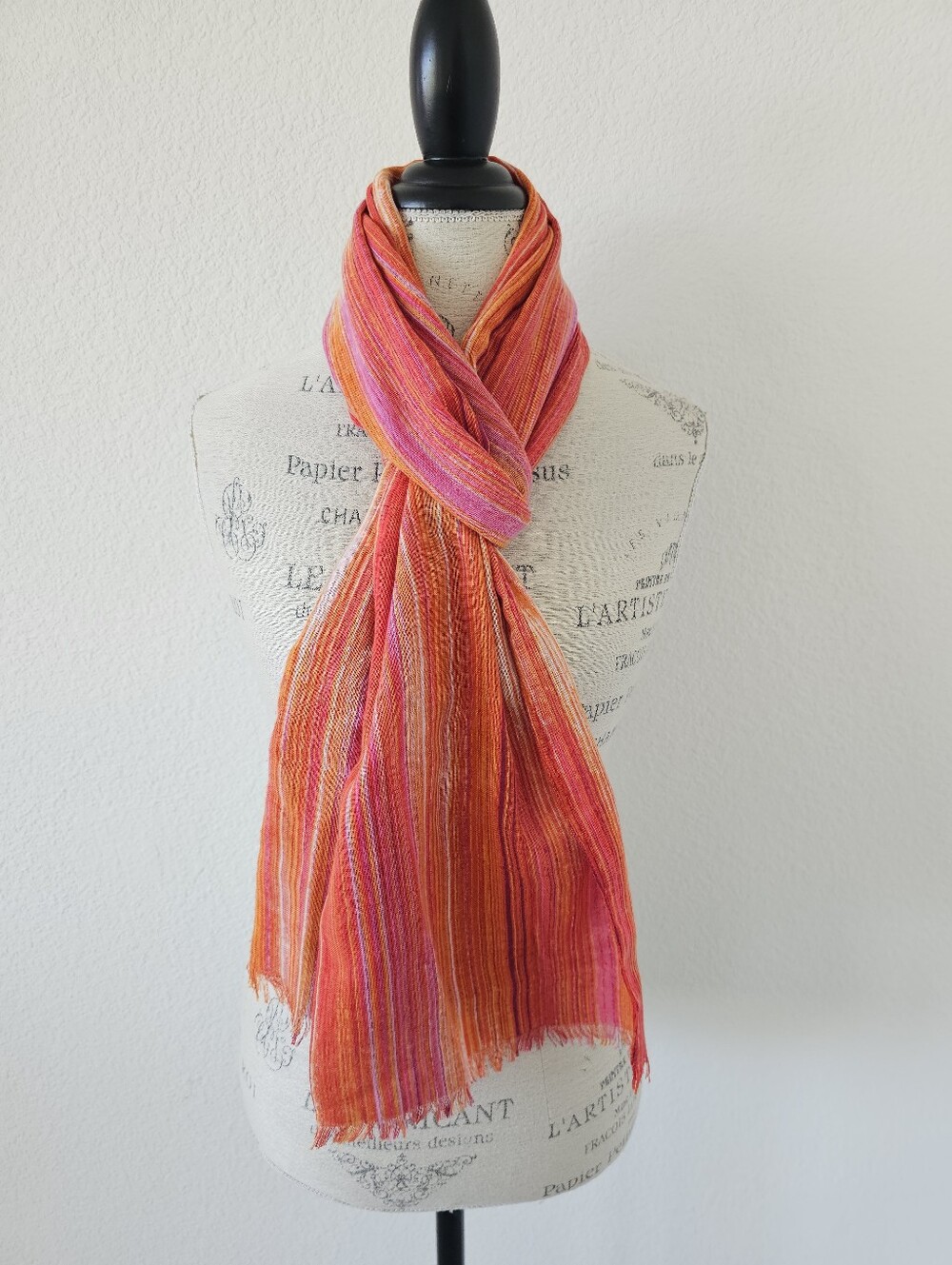 Vibrant Sunset Striped Lightweight Wrap Scarf & Beach Sarong (76" x 21")​